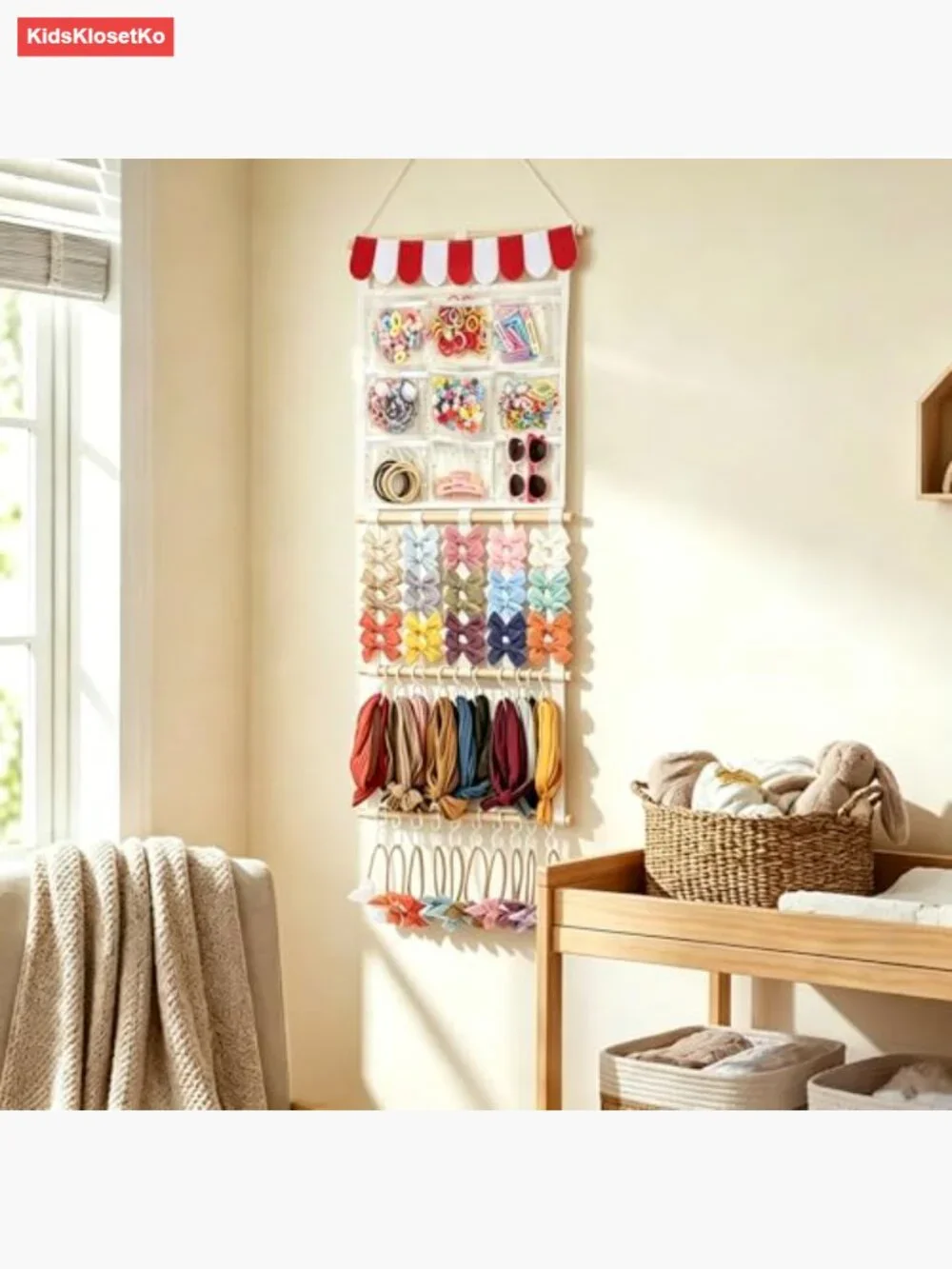Large Capacity Hair Bow Organizer - Holds 60+ Headbands - Wall Mount & Space
